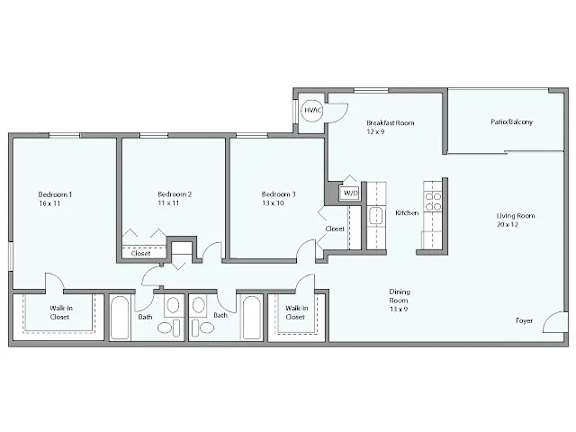 a floor plan of a bedroom floor plan with a blue