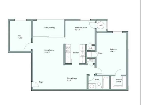 a floor plan of a unit with a bedroom and a living room