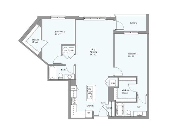 a floor plan of a house with a blue