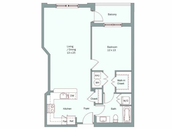 a floor plan of a unit with a bedroom and a bathroom
