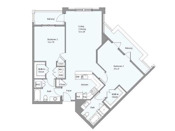 a floor plan of a house with bedrooms and a living room