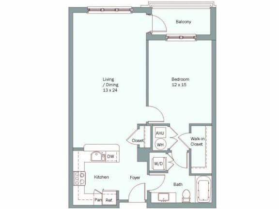 a floor plan of a unit with a bedroom and a bathroom