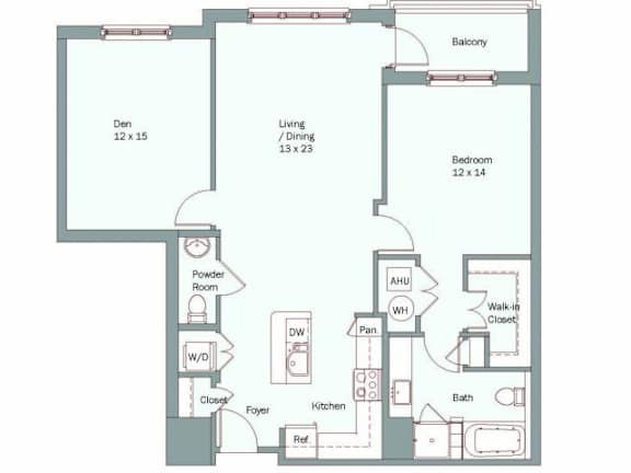 a floor plan of a unit with a bedroom and a bathroom