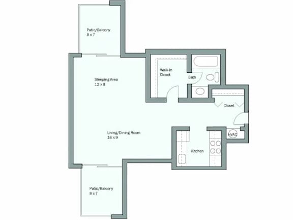 a floor plan of a house with a bedroom and a living room