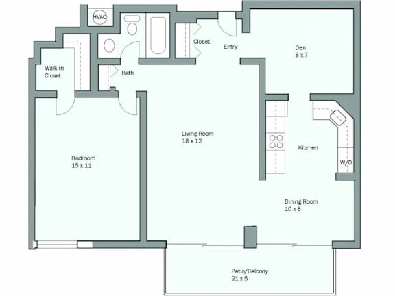 a floor plan of an apartment with a bedroom and a living room