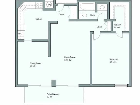 a floor plan of a house with a bedroom and a living room
