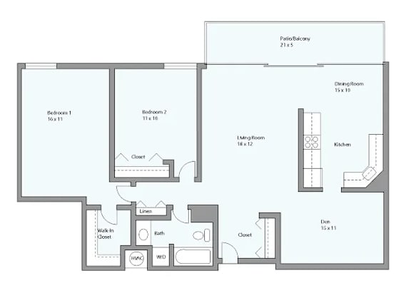 a floor plan of a 2103 sq ft apartment