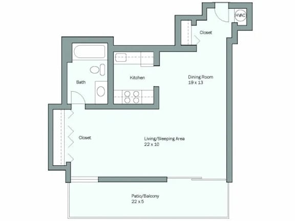 a floor plan of a house with a bedroom and a living room