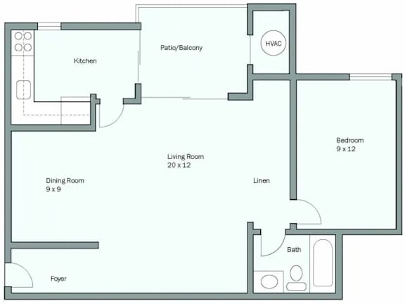 a floor plan of a unit with a bedroom and a living room