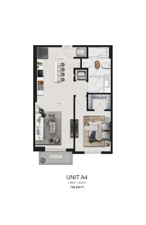 the unit a unit a1 1 bedroom floor plan