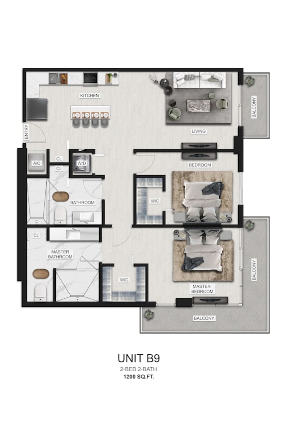 a floor plan of unit b3 of the unit 90 apartments at the residences at