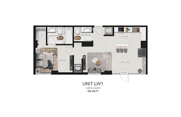 a floor plan of unit l1  1 bedroom