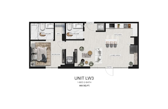 3 bedroom floor plan  apartments in the galleria  unit mgb