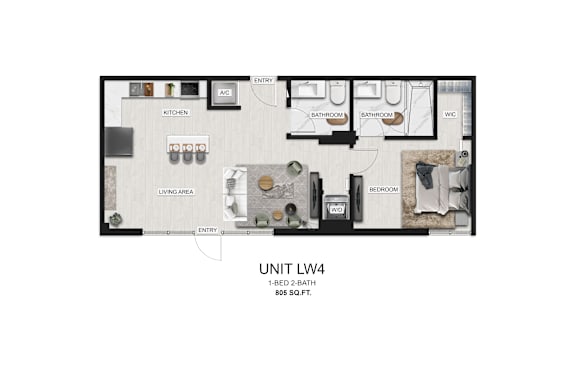 a 1 bedroom floor plan