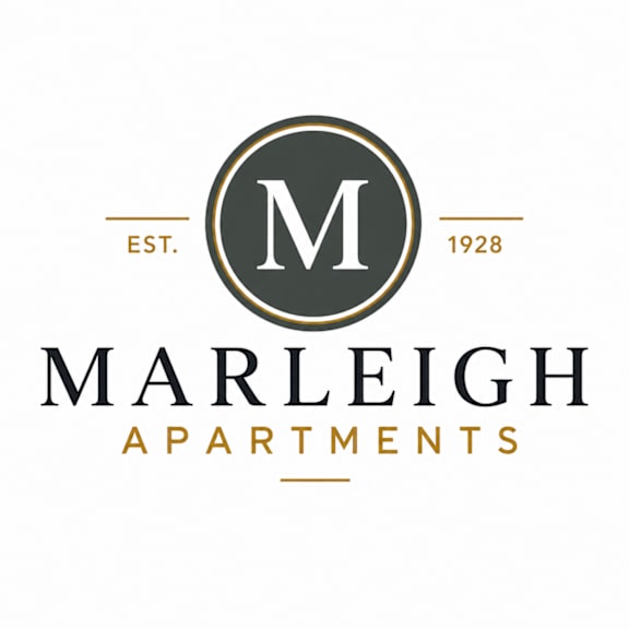 Marleigh Apartments logo with a black background.