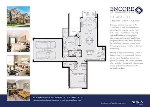 2 bed 2 bath at Encore at Manchester, Novi, 48377