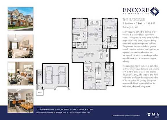 3 bed 2 bath C at Encore at Manchester, Novi, 48377