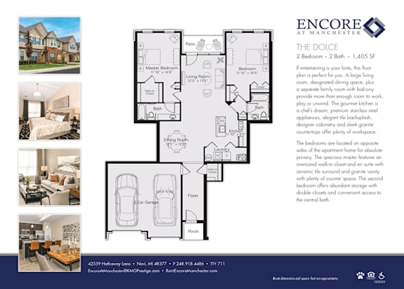 2 bed 2 bathroom at Encore at Manchester, Novi, 48377