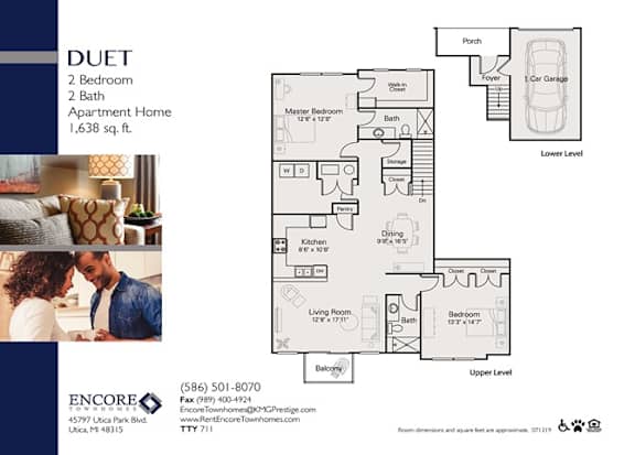 Duet_2bed 2Bath at Encore Townhomes, Utica, MI, Michigan