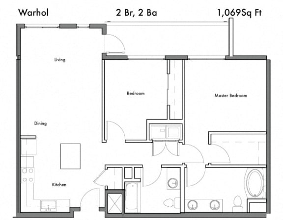 Floor Plan  2 Bedroom 2 Bathroom Floor Plan at Discovery West, Issaquah, Washington