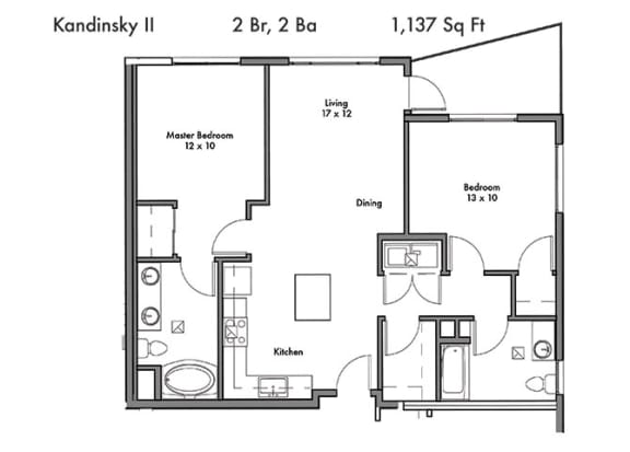 Floor Plan  Two bedroom Two bathroom Floor Plan at Discovery West, Issaquah, WA, 98029
