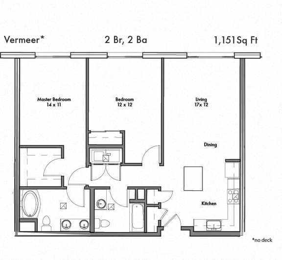 Two bedroom Two bathroom Floor Plan Two bedroom Two bathroom Floor Plan at Discovery West, Issaquah, 98029