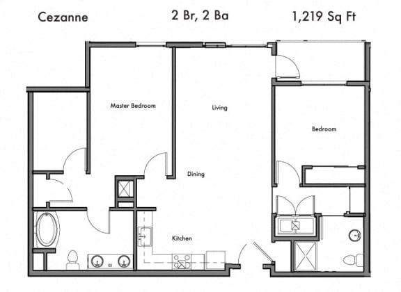 2 Bedroom 2 Bathroom Floor Plan at Discovery West, Washington, 98029