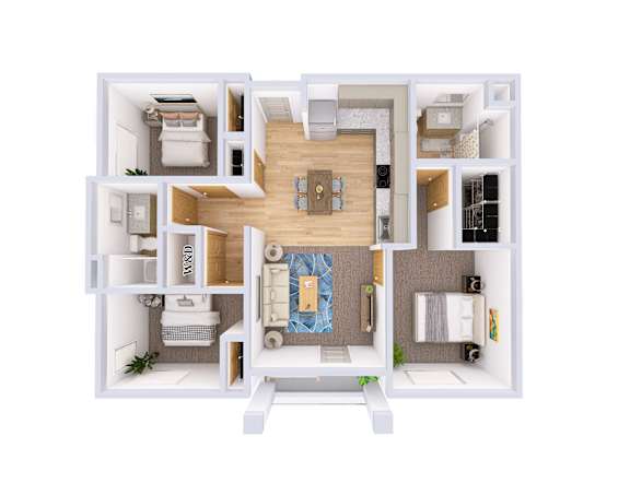 St. Helens Floorplan Three-bedroom corner apartment floor plan at Kendrick Landing Apartments