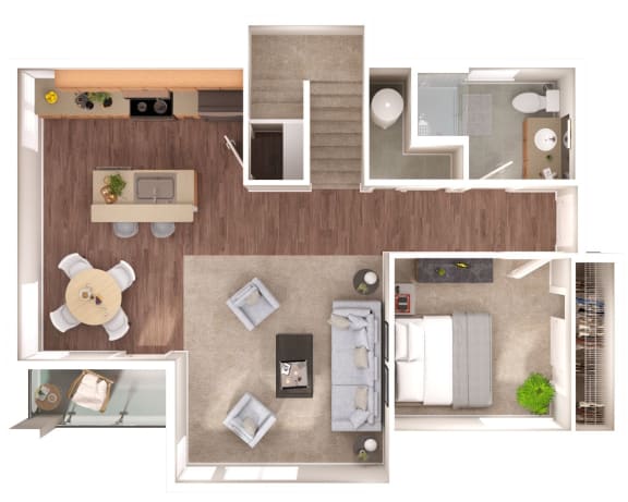 1 bedroom 1  bathroom Westmore Main Floor Floorplan with 1561 square feet at Discovery Heights, Washington, 98029