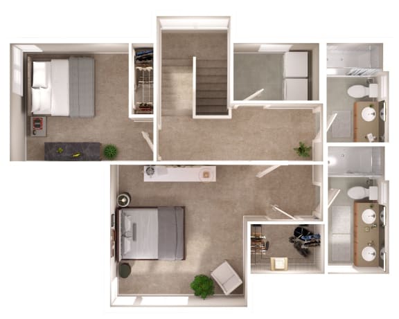 2 bedroom2  bathroom D Westmore Upper Floor Floorplan with 1561 square feet at Discovery Heights, Washington, 98029