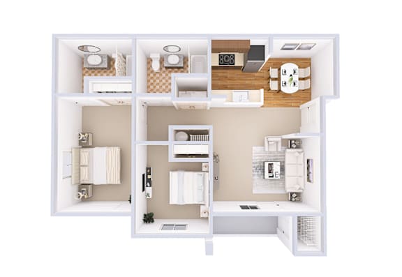 A white floor plan of a house with a kitchen, living room, and bathroom.