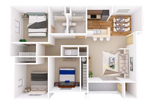 A diagram of a house layout with different rooms labeled.