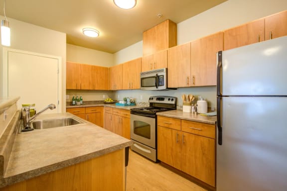 stainless steel kitchen appliances at  Discovery Heights in Issaquah, Washington
