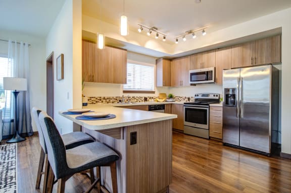 Modern kitchen cabinetry at  Discovery Heights in Issaquah, WA