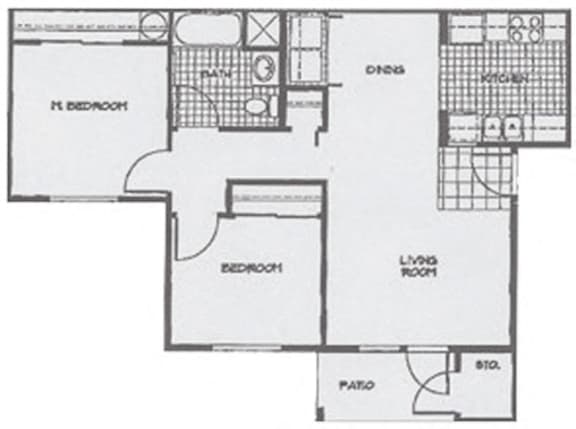  Floor Plan 2 Bedroom, 1 Bath
