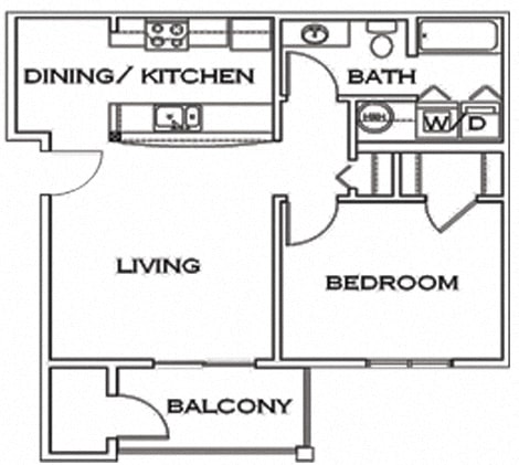  Floor Plan 1 Bedroom 1 Bath