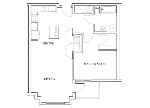 1 bedroom 1  bathroom Auburn Floorplan with 902 square feet at Discovery Heights, Washington, 98029