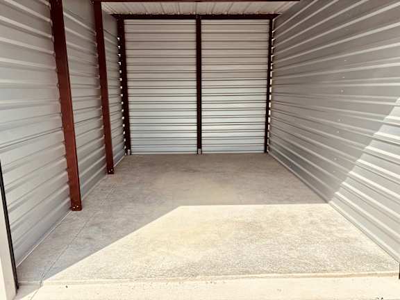 the inside of a large white garage door