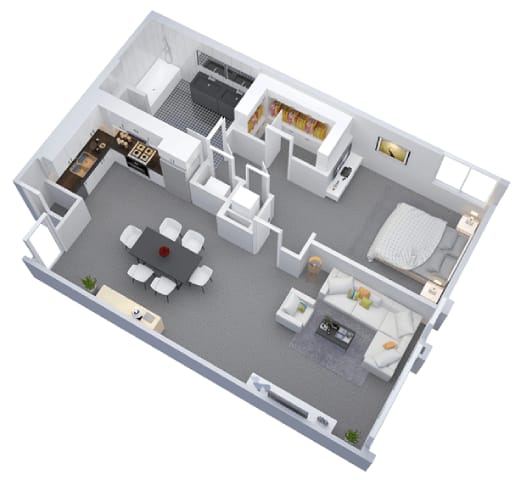 a floor plan of a house with a bedroom and a living room