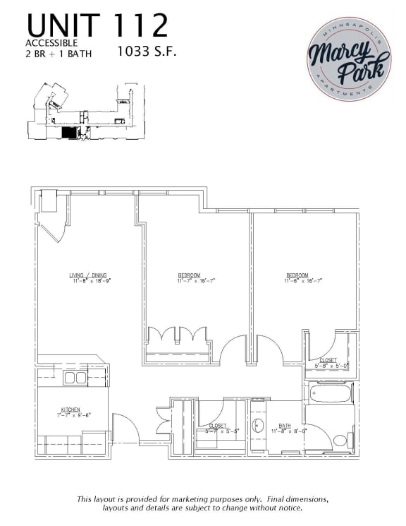 Marcy Park  Apartments floorplan, Minneapolis, Minnesota