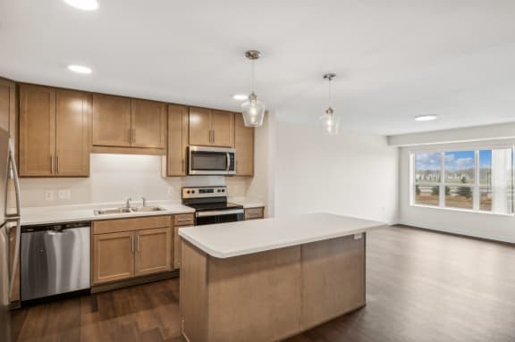 the preserve at ballantyne commons spacious kitchen with stainless steel appliances