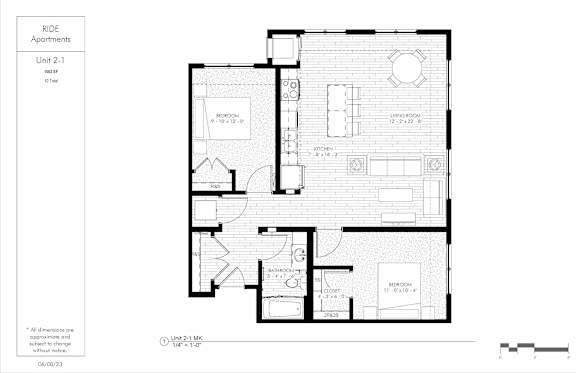 A floor plan for Ride Apartments shows the layout for Unit 2-1.