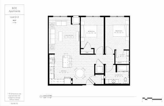 A floor plan for Ride Apartments shows the layout for Unit 2-3.