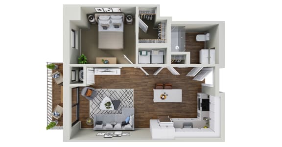 a 1 bedroom floor plan with a bathroom and a living room