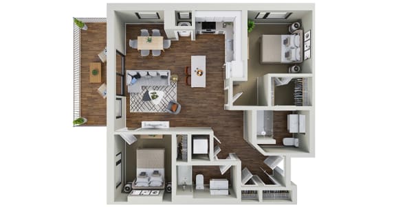 a 1 bedroom floor plan with a bathroom and a kitchen