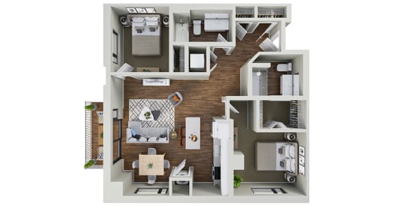 a 1 bedroom floor plan with a bathroom and a living room