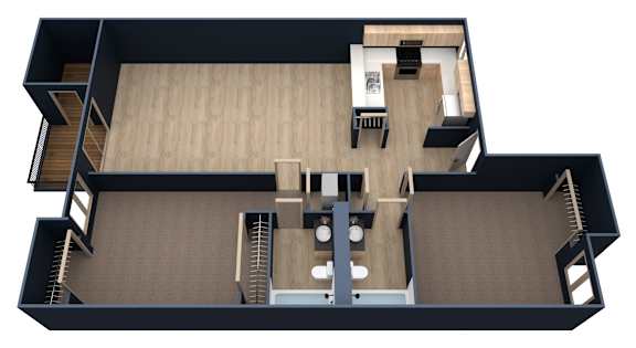 A top-down view of a modern house with a central courtyard.