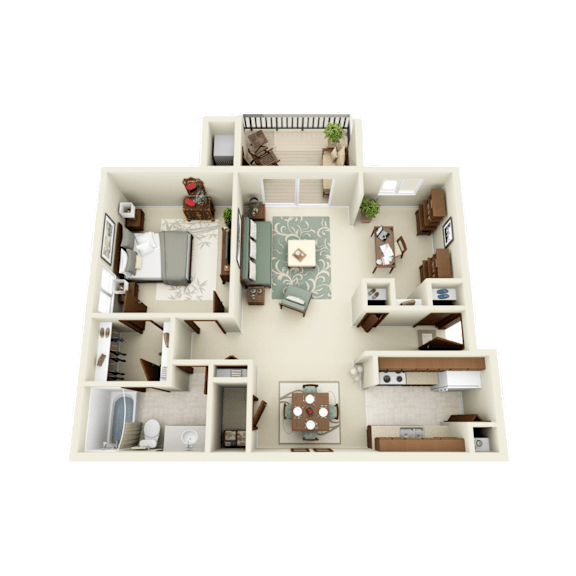 A one bedroom apartment with den at Three Oaks in Troy, MI.