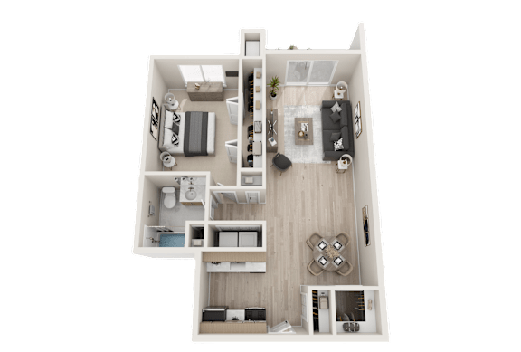 1 bedroom 1 bath apartment with galley kitchen in Clinton Township Prentiss Pointe
