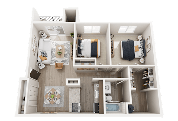 2BWDH Floor Plan at Woodland Villa Apartments, Westland, Michigan